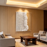 Art mural 3D abstrait moderne personnalisé en métal encadré, toile décorative pour la maison, vente en gros pour projets hôteliers, fait main jaune