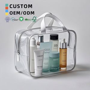 <b>Transparent</b> Cosmetic Pouch Travel Size PVC <b>Makeup</b> <b>Bag</b> With Handle Durable Toiletry Organizer for Bathroom Essentials - Product Image 1