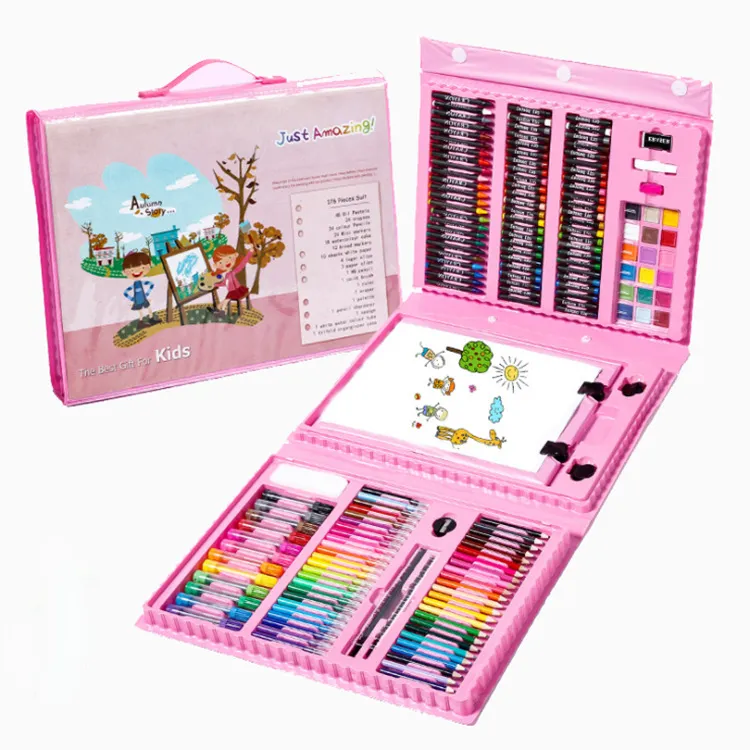 Bomeijia Professional Hot Sale Non-Toxic Kids Case 176pcs Kids Drawing Set High quality stationery set
