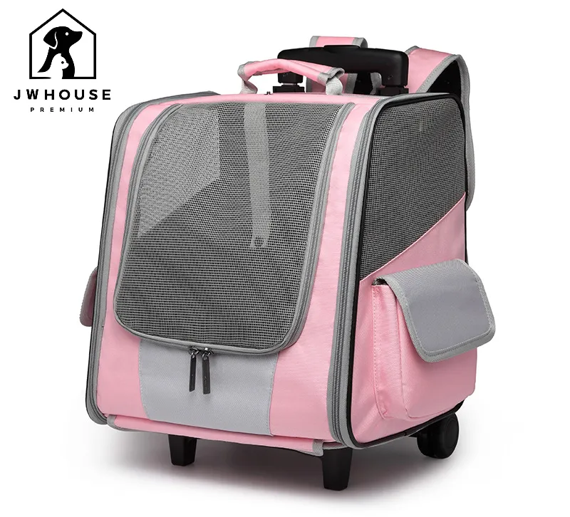 Travel Pet Wheel Carrier Dog Cat Transport Bag Rolling Luggage Backpack Travel Tote Trolley Bags for Dogs Stroller Drop Ship