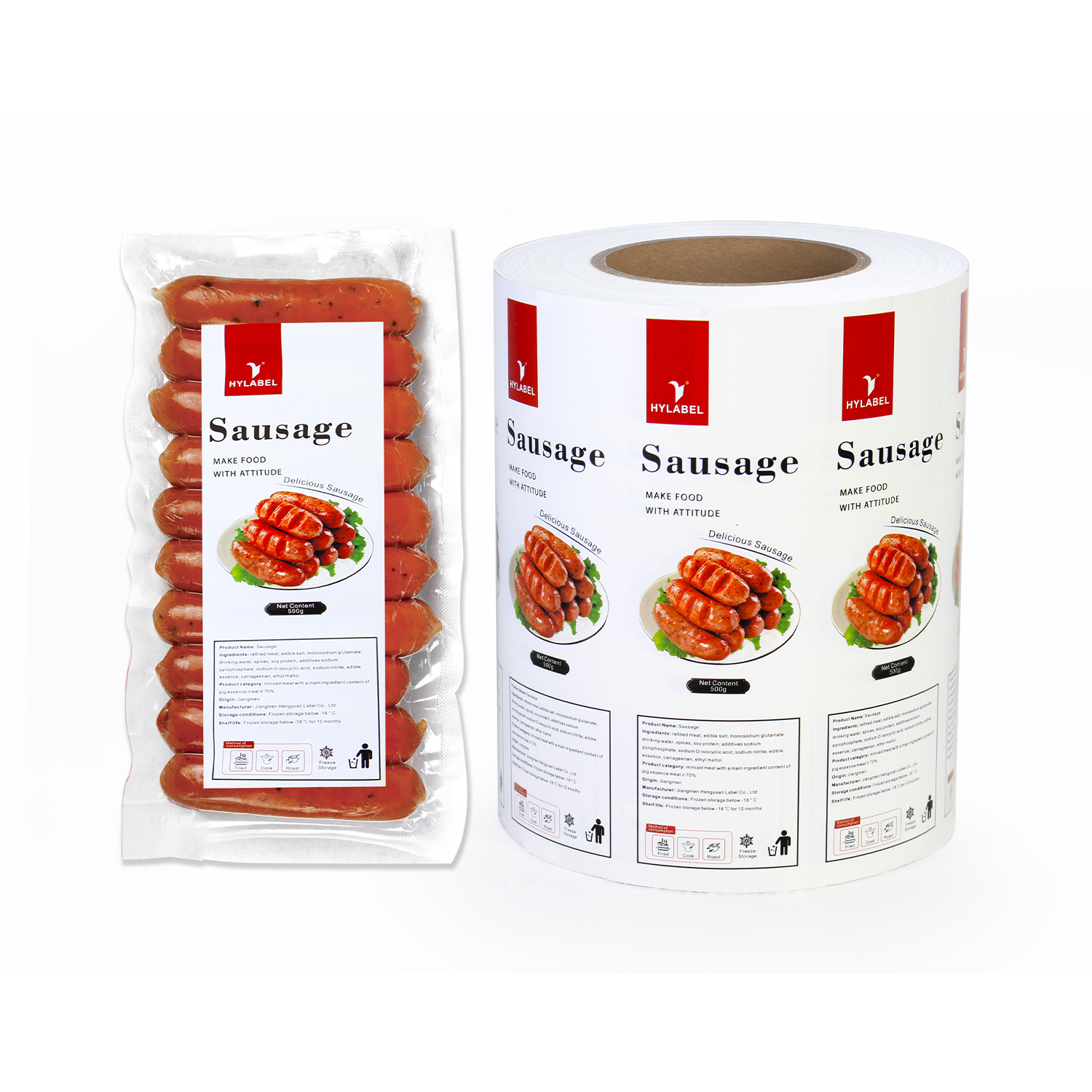 Custom Print Freezer Grade Sausage Label Self Adhesive Paper BOPP Label Cold Chain Meat Freezer Food Label Sticker for Packaging