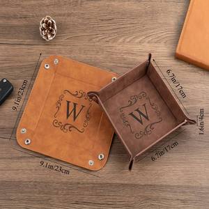 <span class=keywords><strong>Plateau</strong></span> de rangement en cuir gravé au laser en gros, <span class=keywords><strong>plateau</strong></span> de valet en similicuir personnalisable avec logo et monogramme pour hommes - Product Image 2