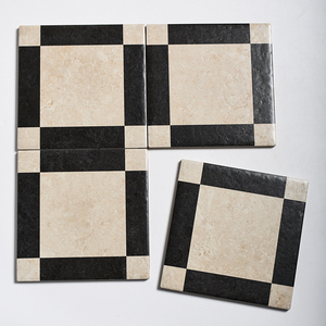 Carreaux <span class=keywords><strong>de</strong></span> pierre calcaire à carreaux noirs et blancs <span class=keywords><strong>de</strong></span> style rétro 200x200mm pour la cuisine, la <span class=keywords><strong>salle</strong></span> <span class=keywords><strong>de</strong></span> <span class=keywords><strong>bain</strong></span>, le balcon, revêtement <span class=keywords><strong>de</strong></span> <span class=keywords><strong>sol</strong></span> entièrement céramique antidérapant - Product Image 1
