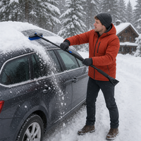 Brosse à neige extensible avec grattoir à glace, tampon en mousse, tête rotative, manche en fer, kit de nettoyage de pare-brise automobile pour l'hiver