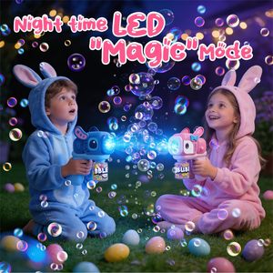 ปืนยิงฟองสบู่รูปกระต่าย BJQ OEM แพ็ค 2 ชิ้น สำหรับเด็กเล็ก ยิงฟองเร็ว 10,000+ ครั้งต่อนาที ป้องกันการรั่วซึม พร้อมไฟ LED ของเล่นสำหรับกลางแจ้ง ใส่ตะกร้าอีสเตอร์ได้ - Product Image 6