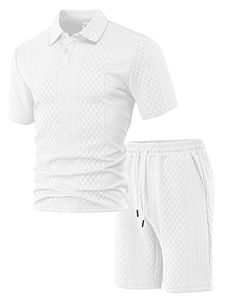 2025 nuovi <span class=keywords><strong>pantaloncini</strong></span> sportivi estivi da uomo in tinta unita Jacquard su misura in tessuto scozzese sottile Polo abito a maniche corte - Product Image 6