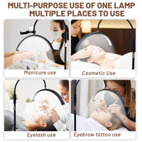 Lampu Kecantikan LED TUOlUN Aluminium 19 Inch dengan Dudukan Bulu Mata, Rotasi 360 Derajat, Ring Light Setengah Bulan dengan Penyangga Ponsel