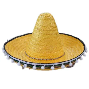 MH-1014 Party Funny Straw yellow Mexican Mexico sombrero hat