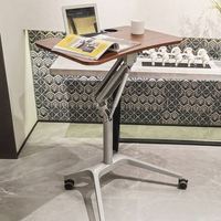 Tables d'appoint pliables Sunshine sur mesure avec élévateur pneumatique, en alliage d'aluminium et surface en bois, bureaux d'ordinateur mobiles écologiques