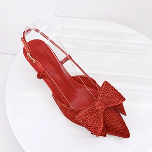 Scarpe con <span class=keywords><strong>Tacco</strong></span> <span class=keywords><strong>Basso</strong></span> e Fiocco in Strass per Donna, <span class=keywords><strong>Décolleté</strong></span> a Punta per Feste ed Eventi Nuziali - Product Image 5