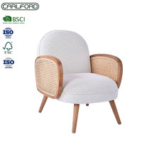 Fauteuil d'appoint moderne CARLFRORD en rotin à bras unique – Siège élégant et luxueux pour salon ou hôtel – Chaise en osier tressé