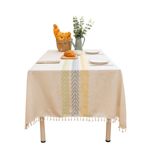 Mantel de algodón y <span class=keywords><strong>lino</strong></span> de estilo superventas al por mayor cubierta de mesa de Casa Nórdica sin lavar - Product Image 5