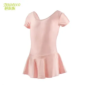 Mới Đến Tay Áo Ngắn Áo Puer Màu Cotton Spandex Trẻ Em Nhảy Múa Ba Lê Váy Cho Cô Gái