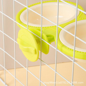Hanging Pet Bowl Double Feeder Light Green For Cat Dog Feeding Drinking Dish With Hook Easy To Hang And Clean - Product Image 4