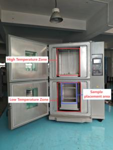 Tùy chỉnh điện tử khí hậu cho buồng thử nghiệm nóng/lạnh tác động nhiệt độ kiểm soát độ ẩm làm mát sốc nhiệt đi xe đạp 1 năm - Product Image 4