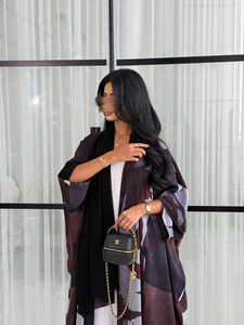 Abaya Aberta de Chiffon com Estampa Abstrata Personalizada Hafizah, Estilo Dubai, <span class=keywords><strong>Kimono</strong></span> Modesto para Mulheres Muçulmanas, Uso Diário - Product Image 5