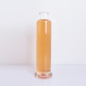 wholesale extra flint olive oil vodka wine glass bottle manufacture round glass liquor bottle with cork