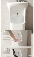 Lavabo ovale moderne pour ablutions musulmanes avec pied, évier à pieds en céramique facile à nettoyer avec drain pour hôtels et appartements