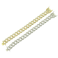 Bracelet Hip Hop 13 mm de large, serti de zircone cubique, micro-pavé de diamants, bracelet chaîne pour homme