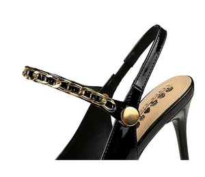 Quality Party Shoes Design Slingback Metal New Designer Glossy <b>BLack</b> Woman Heels 2024 - Product Image 4