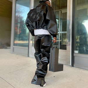 YSJY produttore Custom Streetwear tuta in <span class=keywords><strong>pelle</strong></span> due pezzi tuta tuta oversize completo <span class=keywords><strong>pantaloni</strong></span> e giacca da <span class=keywords><strong>uomo</strong></span> - Product Image 5
