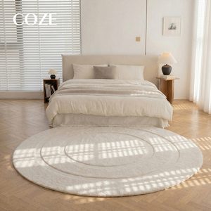 <span class=keywords><strong>Tapis</strong></span> rond en peluche fait main Coze, moderne, minimaliste, de couleur crème, haut de gamme, pour chambre à coucher, <span class=keywords><strong>tapis</strong></span> moelleux en soie de lait pour salon - Product Image 5
