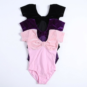 Maillot de Ballet de Terciopelo con Cuello en V y Manga Corta para Niñas, con Tela Empalmada, Body de Danza para Niñas, Personalizable en Color, Logotipo y Talla - Product Image 2