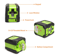 Niveau laser rotatif à lignes croisées HUEPAR auto-nivelant 9011G, OEM 2 faisceaux verts pour extérieur