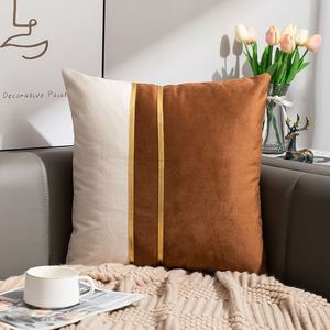 Modern <b>Patchwork</b> Home Decoration <b>Throw</b> Case Cushion Cover Luxury Velvet Pillow Covers With Zipper Gold Edging - Product Image 5