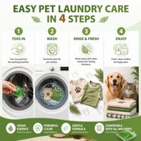 Tablettes de lessive pour animaux de compagnie - Détergent antibactérien en dosettes au parfum frais de cèdre pour chiens et chats