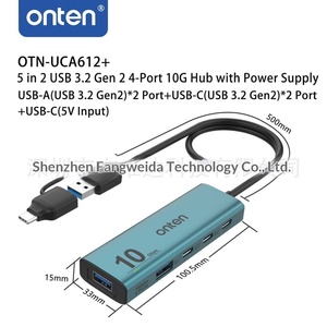 <span class=keywords><strong>Hub</strong></span> USB3.2 Gen2 de 4 Puertos Onten con Interfaz Dual de 10G, 3 Puertos Tipo-C y 2 Puertos USB-A - Product Image 4