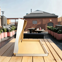 Boîte à pizza en carton blanc et brun grand format, écologique, recyclable, résistante à l'huile, avec logo personnalisé, finition brillante ou mate, pour la restauration rapide.