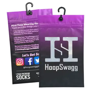 Bolsa de embalaje de ropa de fútbol Scok para hombre con cremallera de papel de aluminio con impresión personalizada digital bolsa de paquete de calcetines deportivos