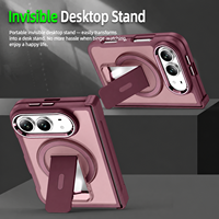 Étui de téléphone magnétique pliable 2-en-1 avec béquille dissimulée, coque de protection intégrale en PC doux au toucher pour téléphone pliable 18