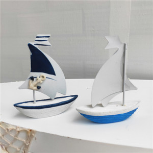 Côtier nautique <span class=keywords><strong>méditerranéen</strong></span> maison plage sculpture en bois artisanat gâteau décoration en bois petits voiliers voile modèle bateaux navire - Product Image 3