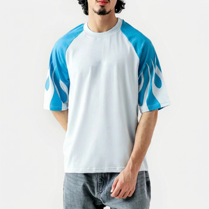 Luxury Oversized <b>Flame</b> Print T <b>Shirt</b> Men's Streetwear Raglan Sleeve Tee Premium Y2K <b>Flame</b> Graphic T <b>Shirt</b> Oversized Cotton Fash - Product Image 1