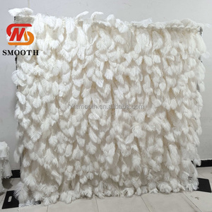 Smooth 8ft*8ft Elegant White Feather Flower Wall Panel 5D Fluffy Ostrich Feather Photo Booth Background Wedding <b>Backdrop</b> - Product Image 3