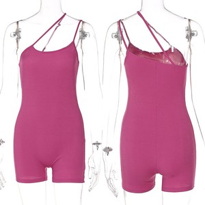 Combinaison moulante côtelée sans manches pour femmes, <span class=keywords><strong>combishort</strong></span> <span class=keywords><strong>d</strong></span>'été à caraco, short Streetwear <span class=keywords><strong>d</strong></span>écontracté, C14560 - Product Image 6