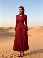 Robe longue plissée Miyaki Turquie de haute qualité, élégante et sobre, couleur unie, grande taille, pour femme, décontractée ou de soirée