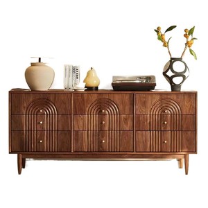 Solid Wood <b>Black</b> Walnut Nine Drawer Chest Retro Storage Cabinet Modern Minimalist Living Room Bedroom <b>Sideboard</b> - Product Image 5