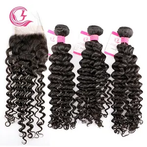 100% Virgin 6A 40 In Cheap Deep Wave Bundles 3 Bundles Human Hair