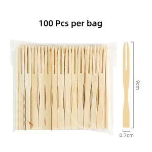 3.5 Polegada Mini Bambu Garfo De Madeira Descartável Eco-Friendly Aperitivo Cocktail Food Picks para Frutas Biodegradável Uso Diário - Product Image 3