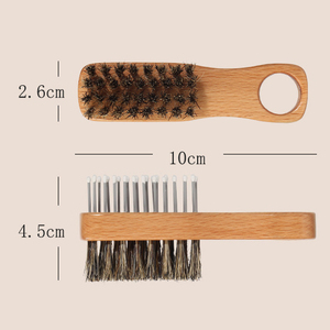 Mini peigne Double face brosses à poils de sanglier portables salon de coiffure <span class=keywords><strong>brosse</strong></span> à <span class=keywords><strong>barbe</strong></span> en bois naturel pour hommes - Product Image 6