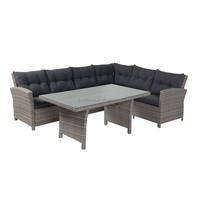 Joyeleisure Ensemble de canapés en rotin moderne 3 pièces, sectionnel en osier avec structure en aluminium, coussins imperméables, couleur personnalisable, pour hôtel et cour