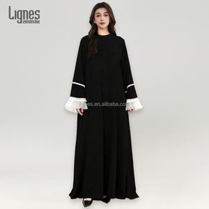 Ultima Novità EID Abaya Musulmana <span class=keywords><strong>Abbigliamento</strong></span> Islamico Donna Elegante Abaya Nera Chiusa in Pizzo Nida Dubai Abiti Modesti da Donna - Product Image 1