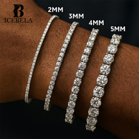 Bracelet Chaîne Tennis en Moissanite de Luxe de Haute Qualité, Testé au Diamant, en Argent Sterling 925, 2mm 3mm 4mm 5mm