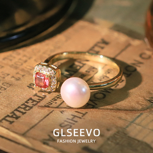 Anillo Abierto de Circonita Cuadrada <span class=keywords><strong>para</strong></span> Mujer, Anillo Chapado en Oro de 18K, Joyería Vintage GR0430 - Product Image 4