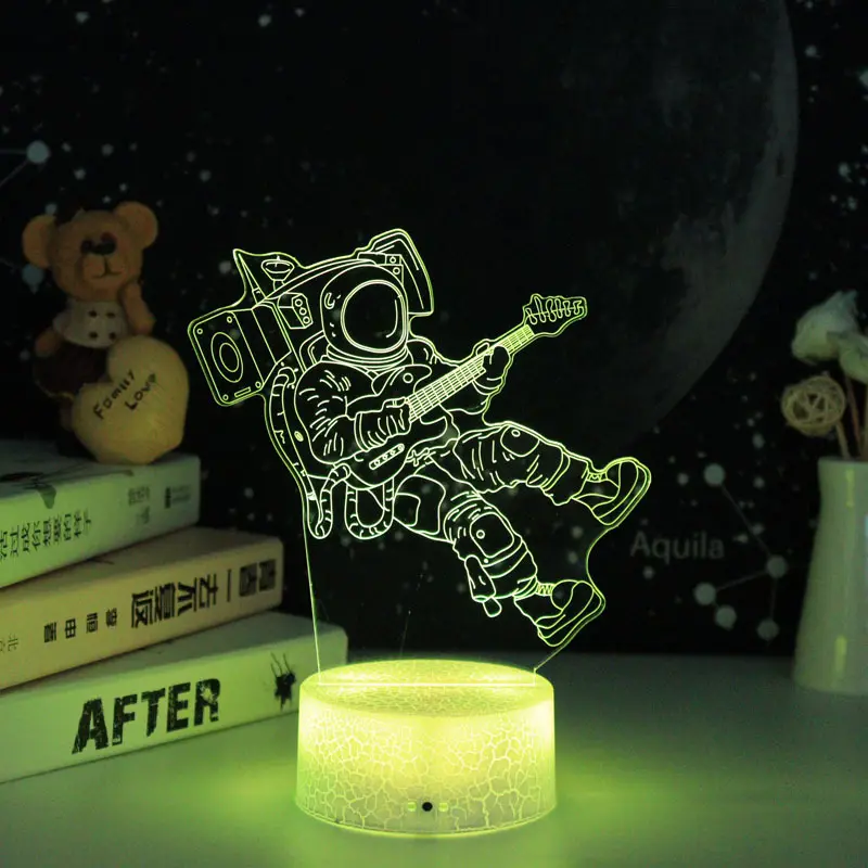 Lampe LED 3D en acrylique pour garçons et filles, jouets d'astronaute aux couleurs changeantes, veilleuse pour anniversaires ou vacances