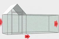 Grand poulailler cage à poules clapier à lapins pour 4-6 poulets enceinte extérieure en métal galvanisé