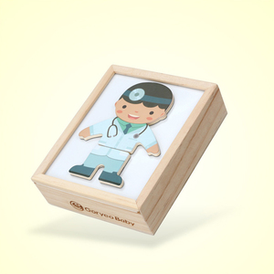 बच्चों के व्यावसायिक पोशाक-अप-बेबी भालू कपड़े बदलते स्मार्ट 3 डी पहेली बिल्डिंग ब्लॉक प्रारंभिक शिक्षा लकड़ी के खिलौने - Product Image 3